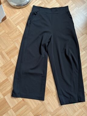 Black Wide Leg Cropped Dress Pants
